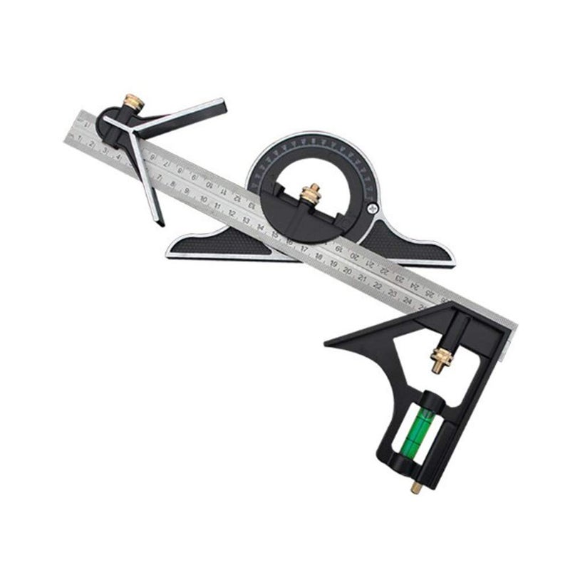 Lurui Stainless steel t square ruler Adjustable sliding combination Square Square Ruler & Protractor Level Measure Measuring Set 4-Piece 12" 4R Combination Square - Image 1